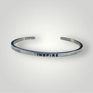 Mantra Band Silver Inspirational Cuff Bracelet